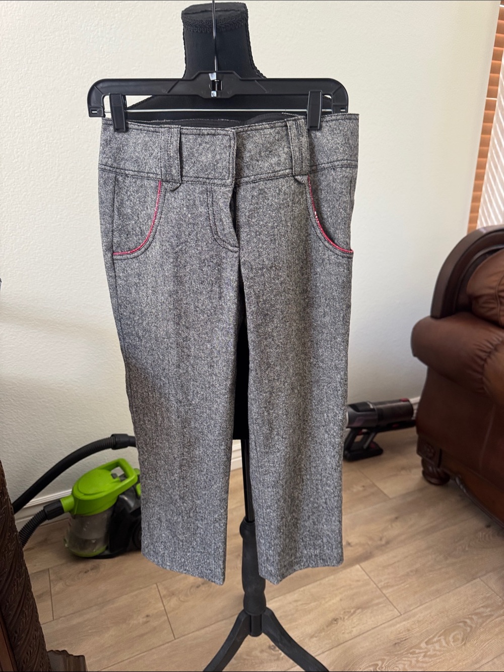 bebe Gray Dress Pants with Pink Pocket Trim